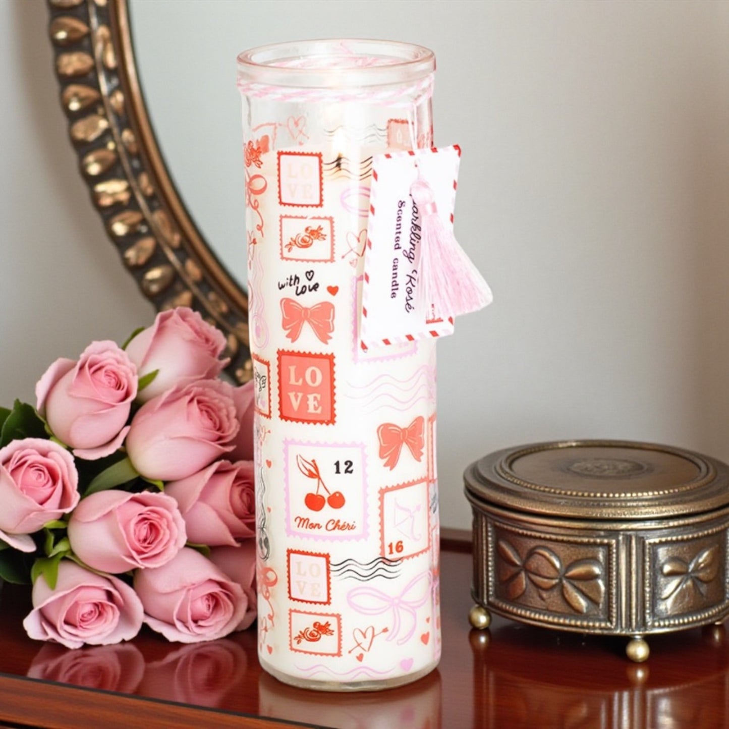 Bougie en tube - Rose pétillante 🌹